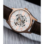 Stuhrling Original 3942 4 Automatic Skeleton Brown Leather Strap Mens Watch