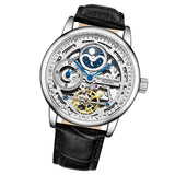 Stuhrling 3917 1 Legacy Automatic Skeleton Dual Time AM/PM Leather Mens Watch