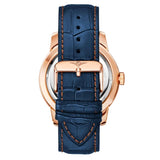 Stuhrling 3973 4 Legacy Automatic Skeleton Blue Leather Strap Mens Watch