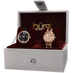Burgi BUR134RG GMT Day Date Diamond Dial Strap Bracelet Womens Watch Set
