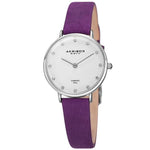 Akribos XXIV AK882PU Diamond Markers Purple Leather Strap Womens Watch