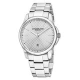 Stuhrling 3970 3 Symphony Silver Argyle Date Stainless Steel Mens Watch