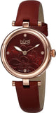 Burgi BUR128RD Diamond Markers Floral Embossed Dial Rose Red Womens Watch