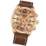 Stuhrling 4001 5 Quartz Chronograph Brown Nylon Strap Mens Watch