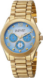 August Steiner AS8150YG Day Date GMT Subdials Blue Dial Goldtone Womens Watch
