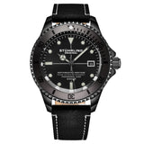 Stuhrling 883HB 03 Depthmaster Automatic Diver Leather Date Mens Watch