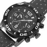 Joshua & Sons JS60BK Chronograph Date GMT Leather Strap Black Mens Watch
