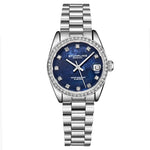 Stuhrling Original 3936 2 Quartz Date Crystal Accented Link Bracelet Womens Watch