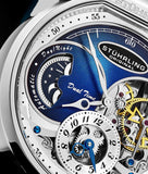 Stuhrling 4033 2 Modena  Automatic Dual Time Skeleton AM/PM Blue Mens Watch