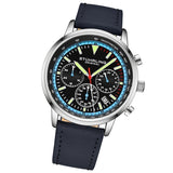 Stuhrling 3986L 2 Muscle Movement Quartz Chronograph Blue Leather Mens Watch