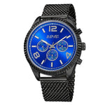 August Steiner AS8196BKBU Day Date GMT Mesh Bracelet Stainless Steel Mens Watch