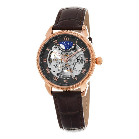 Stuhrling 835.04 835 04 Special Reserve Automatic Skeleton Leather Mens Watch