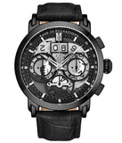 Stuhrling Original  4030 3 Imperia Chronograph Date Black Leather Mens Watch