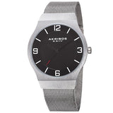 Akribos XXIV AK851SSB Quartz Black Dial Stainless Steel Mesh Bracelet Mens Watch