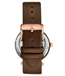 Stuhrling 4022 4 Luxe Automatic Skeleton Crystal Accented Brown Leather Strap Womens Watch