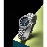 Stuhrling Original 3936 3 Quartz Date Crystal Accented Link Bracelet Womens Watch