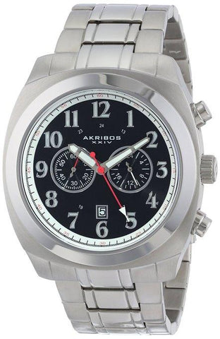 Akribos XXIV AK624SS Chronograph Date GMT Arabic Numerals Black Dial Mens Watch