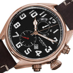 Akribos XXIV AK706RG Chronograph Date Rosetone Brown Leather Strap Mens Watch