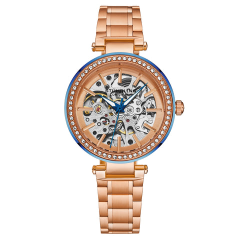 Stuhrling 4039 3 Automatic Skeleton Crystal Accented  Bracelet Womens Watch
