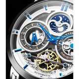 Stuhrling 371B 01 Luciano Automatic Skeleton Dual Time AM/PM Bracelet Mens Watch
