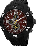 Joshua & Sons JS92RD Chronograph Tachymeter Yellow Accented Red Dial Mens Watch