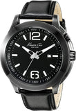 Kenneth Cole 10022558 Date Quartz Black Leather Strap Mens Watch