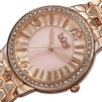 Burgi BUR115RG Swiss Quartz Crystal Bezel Bracelet Rosetone Womens Watch