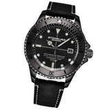 Stuhrling 883HB 03 Depthmaster Automatic Diver Leather Date Mens Watch