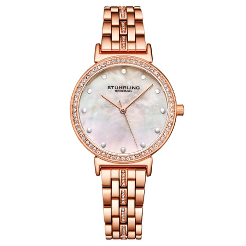 Stuhrling 3988 3 Symphony Crystal Accented Mother of Pearl Womens Watch