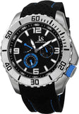Joshua & Sons JS53BU Day Date Perforated Silicone Strap Blue Accented Mens Watch