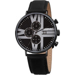 August Steiner AS8212BK Month Day Date Dial GMT Leather Strap Mens Watch