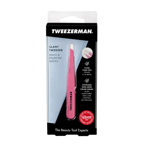 Tweezerman 1230-PR Solid Pretty in Pink Stainless Steel Slant Tweezer Sealed