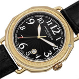 Akribos XXIV AK770YG Swiss Quartz Date Leather Strap Goldtone Black Mens Watch