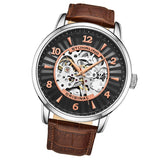Stuhrling 3973 1 Legacy Automatic Skeleton Brown Leather Strap Mens Watch