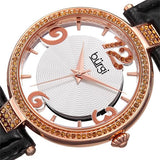 Burgi BUR150BKR Quartz Swarovski Crystal Accented Leather Strap Womens Watch