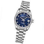 Stuhrling Original 3936 2 Quartz Date Crystal Accented Link Bracelet Womens Watch