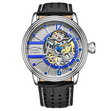 Stuhrling 3971 4 Automatic Skeleton Black Leather Strap Mens Watch