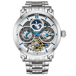 Stuhrling 371B 01 Luciano Automatic Skeleton Dual Time AM/PM Bracelet Mens Watch