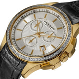 Akribos XXIV AK615YG Swiss Chronograph Date Crystal Bezel Goldtone Mens Watch