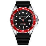 Stuhrling 3950R 3 Pro Diver Quartz Date Black Rubber Strap Mens Watch