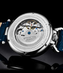 Stuhrling 4033 2 Modena  Automatic Dual Time Skeleton AM/PM Blue Mens Watch