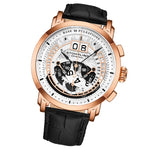 Stuhrling 928 02 Monaco Pulsometer Chronograph Date Black Leather Mens Watch