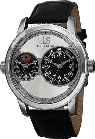 Joshua & Sons JS87SS Chronograph Day Night Indicator Date Silvertone Mens Watch