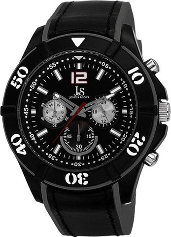 Joshua & Sons Mens JS51GY GMT 51mm Case Sixty Second Track Black Mens Watch