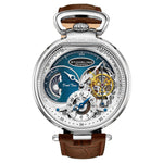 Stuhrling 4033 2 Modena  Automatic Dual Time Skeleton AM/PM Blue Mens Watch