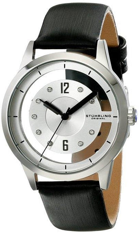 Stuhrling 946L 01 Winchester Quartz Silver Tone Black Leather Womens Watch