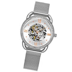 Stuhrling 3991M 1 Automatic Skeleton Crystal Accented Mesh Bracelet Womens Watch