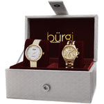 Burgi BUR134YG GMT Day Date Diamond Dial Strap Bracelet Womens Watch Set