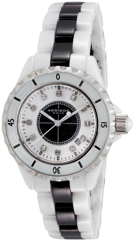 Akribos XXIV Womens AKR485WTB Ceramic Bracelet Diamond Watch