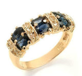 Wholesale Lot 3 Pc Sterling Silver Genuine Blue Sapphire 18K Gold Plated Ring